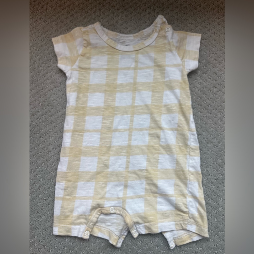 Monica + Andy Yellow and White Baby Romper 6-9m